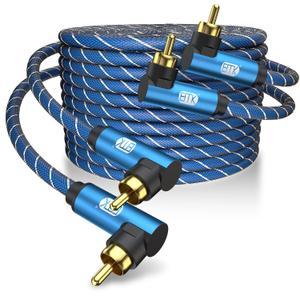 EMK 90 Degree Subwoofer Cable 2PACK, RCA Cable Male to Male Digital Coaxial Audio Cable for Subwoofer, TV, Sound Bars, Amplifier,Speaker(6.6FT/2M)