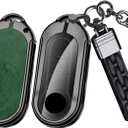 SANRILY Keyless Metal Leather Flip Key Fob Cover Fit for Fiat Ducato 500 500L Panda Grande Punto Lancia Musa for RAM ProMaster 1500 2500 3500 City 2015-2019 Retro Key Case Green with Keychain B