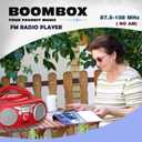 Portable CD Player Boombox with Bluetooth, FM Radio, USB Input, 3.5mm AUX and Headphone Jack, Clear Stereo Sound