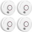 LSHOME 4 Pack Smoke Detector Fire Alarms 9V Battery Operated Photoelectric Sensor Smoke Alarms Easy to Install with Light Sound Warning, Test Button,9V Battery Included Fire Safety for Home
