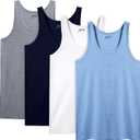 Brix Men's Tank Tops 4 - Pack Cotton Undershirts Soft Breathable Sleeveless Classic Fit (L)