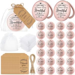 Tatuo 24 Set Sometimes You Forget Your Beautiful Compact Mirror Bulk for Women Inspirational Appreciation Gifts Pocket Makeup Mirrors for Valentine Galentine's Day Bridal Party Souvenir