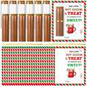 Vesici 24 Set Christmas Hot Chocolate Favors Glass Test Tube with Cork for Guest 50 ml Chocolate Glass Tubes with Card & Rope & Cork Stopper for Christmas Party Holiday Plants Bath Salts Party Decor