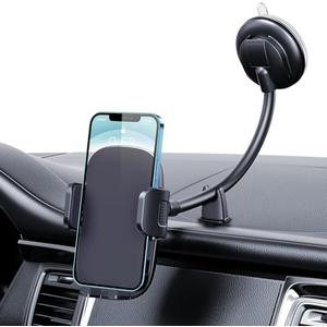 Qifutan Cell Phone Holder Long Arm Dashboard Windshield Car Phone Holder Anti-Shake Stabilizer Phone Car Holder Compatible with Phone Smartphone Grey