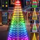 8FT Outdoor Christmas Tree Decorations Smart App Control, DIY Patterns Prelit Multicolor Outdoor Christmas Tree Light Show, Waterproof Magical String Lights with Remote Music Timer for Yard