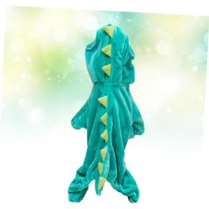 Four-Legged Pet Costume Dinosaur Dog Clothing for Cold Weather Velour Material Green Size s Pet Clothes Dog Winter Wear