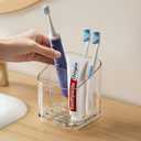 Toothbrush Holders for Bathrooms, 3 Slots Detachable Toothbrush Holder Wall Mounted with Divider, Removable Electric Tooth Brush and Toothpaste Holder Organizer for Bathroom Countertop/Kitchen/Office (Clear)