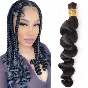 Brazilian Human Hair Bulk for Braids Loose Deep Wave Bulk No Weft Human Hair Loose Deep Wave Curly Virgin Human Braiding Hair 20 inch Nature Black Bulk for Braiding (1 Pack-1 Bundle-100g)