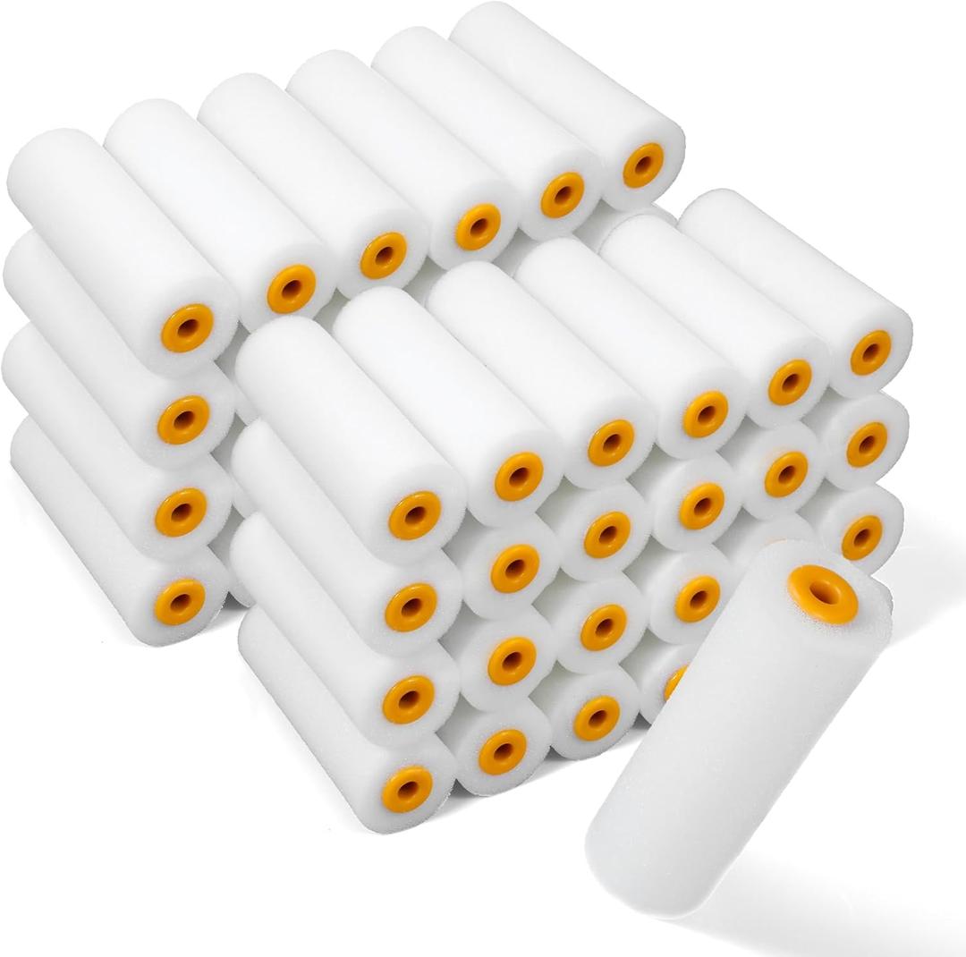 120 Pcs Foam Paint Roller 4 Inch Mini Paint Roller Small Foam Rollers Sponge Rollers Refills for Painting Walls, Cabinets, Doors, Tables, All Flat Surfaces, High Density High Absorption