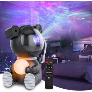 Astronaut Galaxy Projector, Star Projector with Timer and Remote, Night Light with Moon Lamp, LED Nebula Lamp for Kids Adults, Room Decor Gift (Black)