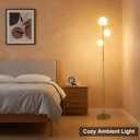 Fiqevs 3 Globe Floor Lamp Mid Century Modern, Gold Standing Lamp with Frosted Glass Shade & LED Bulbs, Tall Pole Light with Foot Switch for Living Room Bedroom Office - Antique Brass