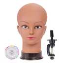 Bald Female Mannequin Head 22 Inches Big Head Circumference Makeup Training Head Wig Head Professional Cosmetology for Wig Making and Display Hat Helmet Glasses Display Head Model with Clamp Stand
