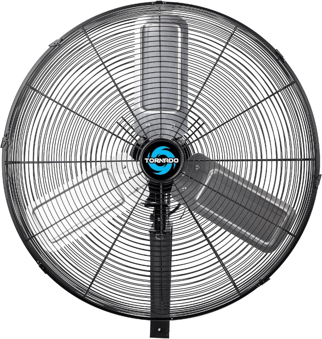Tornado 24 Inch Pro Series High Velocity Oscillating Wall Mount Fan For Commercial, Industrial Use 3 Speed 7200 CFM 6.6 FT Cord UL Safety Listed