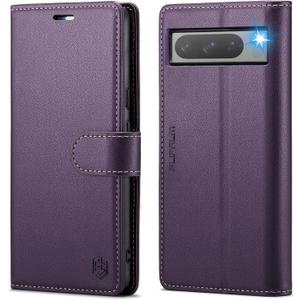 Wallet Case for Google Pixel 8 Pro 5G, RFID Blocking Credit Card Holder, PU Leather Folio Flip Kickstand Protective Shockproof Cover for Pixel 8 Pro (Purple)