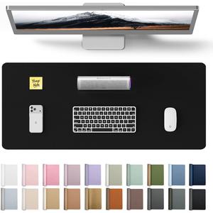 YSAGi Leather Office Desk Pad Protector, Large Mouse Pad, Non-Slip, PU Leather, Laptop Desk Blotter, Waterproof Writing Pad for Office and Home, Black, 23.6" x 13.8"