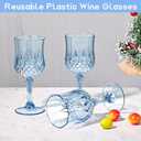 24 Pcs Blue Plastic Wine Glasses, Plastic Goblets for Parties, Vintage Wine Glasses Bulk, Reusable Drinking Glass, Drinkware Cups for Wedding Party Reception Event Supplies