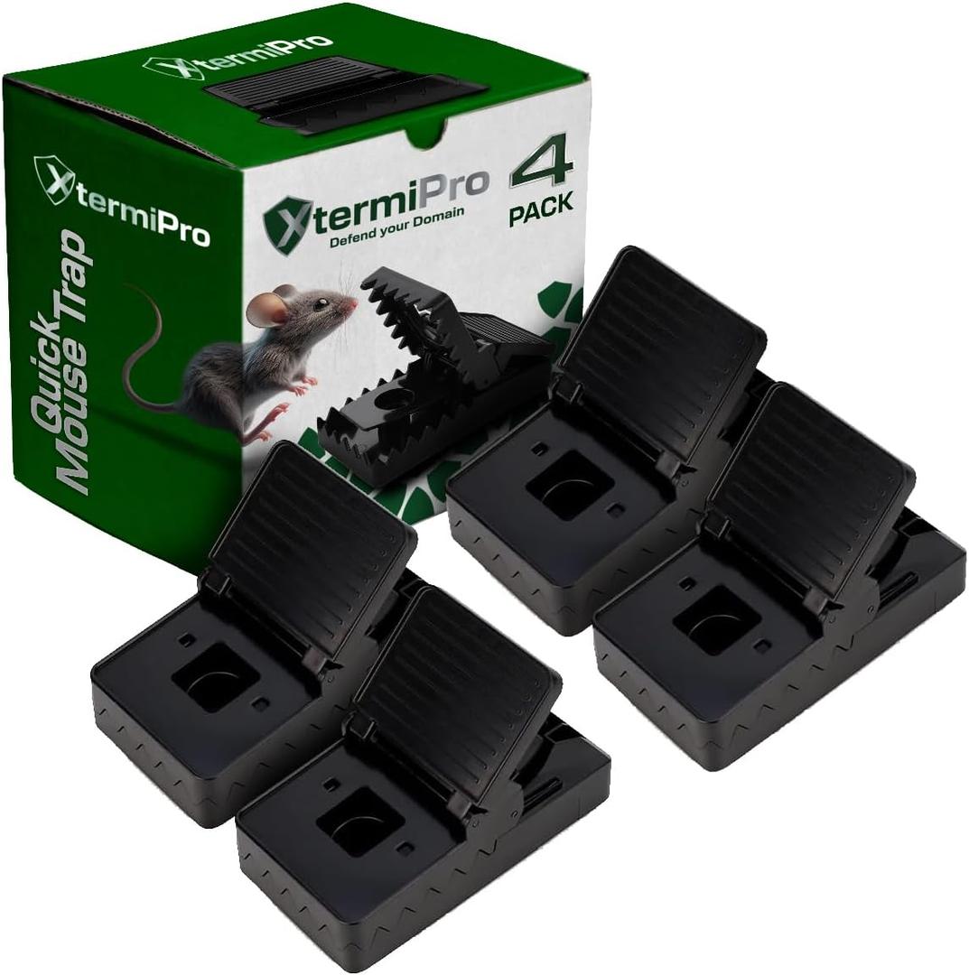 XL Mouse Traps Indoor for Home - 4 Pack Rat Traps Outdoor Large Fast Kill | Reusable Mice Traps | Easy Setup Chipmunk Trap | Small Rodent Traps | Effective and Safe Mouse Trap for Home & Office