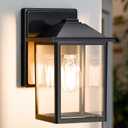 Outdoor Wall Lantern, Exterior Waterproof Wall Sconce Light Fixture, Black Front Door Mounted Lighting with Clear Glass, Anti-Rust Porch Lamp (8.08 inch)