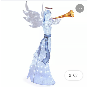 5 ft Christmas Angel Outdoor Pre-Lit Angel w/Trumpet Halo Wings & 100 LED Lights