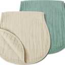 haakaa Muslin Burp Cloths for Baby, 100% Organic Cotton, Large 22.8''x11.4'', 2pcs (Wheat + Seafoam)