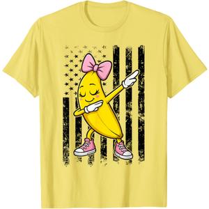 Dabbing Banana Coquette Bow Retro Banana Women Girls Kids T-Shirt, M