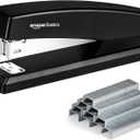 Amazon Basics Office Stapler with 1000 Staples, 25 Sheet Capacity, Non-Slip, Black, Home Office
