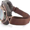 Evomosa Vintage Pilot Style Motorcycle Goggles for Half Helmet (Silver)