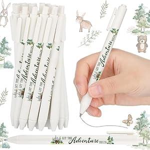 Ireer 36 Pcs Baby Shower Favors Pens for Guests Bulk Games It's a Boy or Girl Pens Retractable Gel Ink Pens Blue Pink White Gel Pens Small Baby Shower Supplies for Boys Girls (Tree Style)
