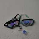 Rantizon Kids Swimming Goggles 2 Pack, Anti Fog&UV Kids Goggles for Boys Girls, No Leak Wide View Swim Goggles for Child 3-14 (Black Aqua & Green Aqua)