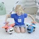 Dwi Dowellin Airplane Car Toy,Steering Wheel Toys for 3 4 5 6 Year Old Boys&Girls with Sound and Light,Toddler Educational Plane Driving Toy Gift for Kids Aged 3+, Blue