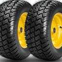 2 Pack 16x6.50-8 Lawn Mower Tires with 3/4" or 5/8" Bearing, 16x6.5-8" Tubeless Tire and Wheel with 3"-4.5" Offset Hub, Universal Fit Riding Mower and Garden Tractor Front Wheel,4 Ply, Turf Pattern