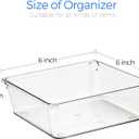 Ravinte 6 Pack Drawer Organizer - 6" X 6" Plastic Storage Bins, Acrylic Organizers with Non-Slip Pads Clear Desk Storage Tray for Makeup, Jewelries, Kitchen Utensils, Bathroom and Office