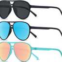 ANDWOOD Retro Polarized Aviator Sunglasses for Women Men Classic 70s Vintage Trendy Square Aviators