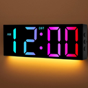 Alampan 12" Large Digital Wall Clock with Remote Control, USB Powered, Corded RGB LED Clock with Full Screen Display, Big Numbers, for Classroom, Living Room, Elderly, Wall Mounted, DST, KSJ01, Black