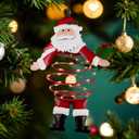 Solar Santa Claus Hanging Decoration, Metal Spiral Christmas Ornament for Indoor Outdoor Garden, Holiday Santa Sculpture Gift for Mom, Women, Friends