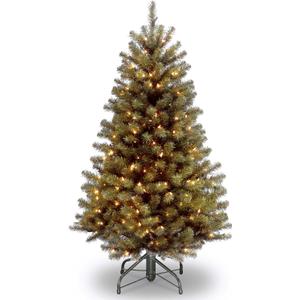National Tree Company 5 ft Pre-Lit North Valley Spruce Artificial Christmas Tree, 300 Warm White LED Lights, 488 Tips, Includes Stand, Green
