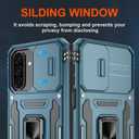 For Samsung Galaxy A26 Case with [2 Pack] HD Screen Protector & Slide Camera Cover, Rotation Ring Kickstand [Military Grade] Shockproof Protective Case for Galaxy A26 5G- Light Blue