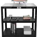 36''x 24'' Large Movable Pizza Oven Table for Outdoor, 304 Stainless Steel Grill Cart with Wheels, 3-Shelf Outdoor Kitchen Prep Table Pizza Oven Stand on Wheels for Pizza Oven& Griddle