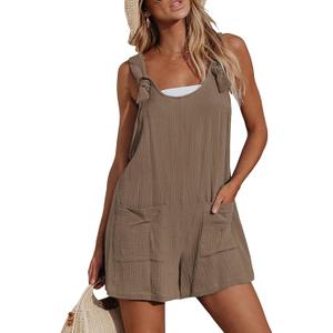 CUPSHE Women's Summer Sleeveless Overall Adjustable Loose Jumpsuit Beach Romper Travel Vacation Outfits with Pockets M