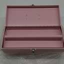 16" Small Tool Box Mini Toolbox Small Metal Tool Box Portable Locking Metal Toolbox with Latch Closure Pink