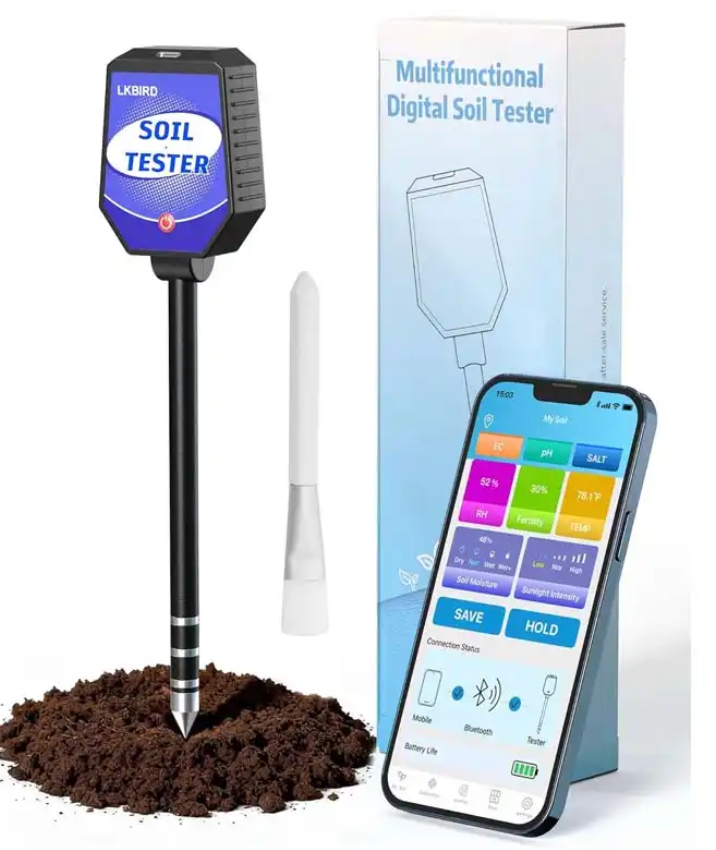New-8-in-1 Soil Moisture Tester with AAP Monitoring, Soil Moisture pH Meter, Humidity Soil Test Kit for Garden, Farming, Laws, Indoor & Outdoor Plants