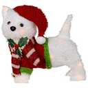 3D Lighted Santa Dog Outdoor Christmas Decoration - 13" - Clear Lights - 13
