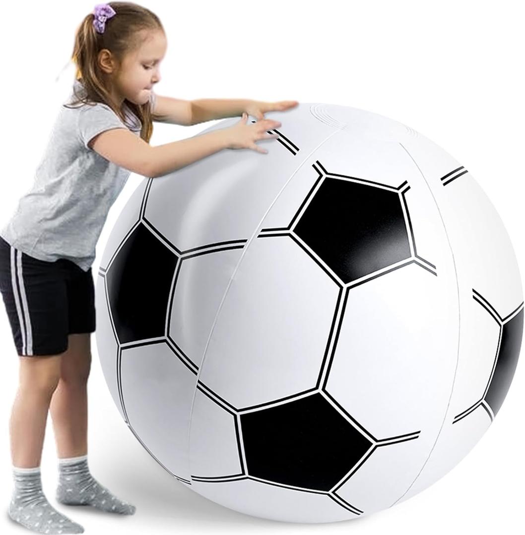 Shindel 27-Inch Giant Inflatable Soccer Ball - Soccer Themed Party Decor & Beach Pool Games, Heavy-Duty Without BPA Vinyl Ball for Outdoor Sports, Backyard, Lake & Birthday Activities