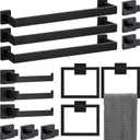 15 Pieces 23.6-Inch Bathroom Hardware Accessories Set,Black TStainless Steel Bathroom Hardware Set,Bath Towel Bar Kit