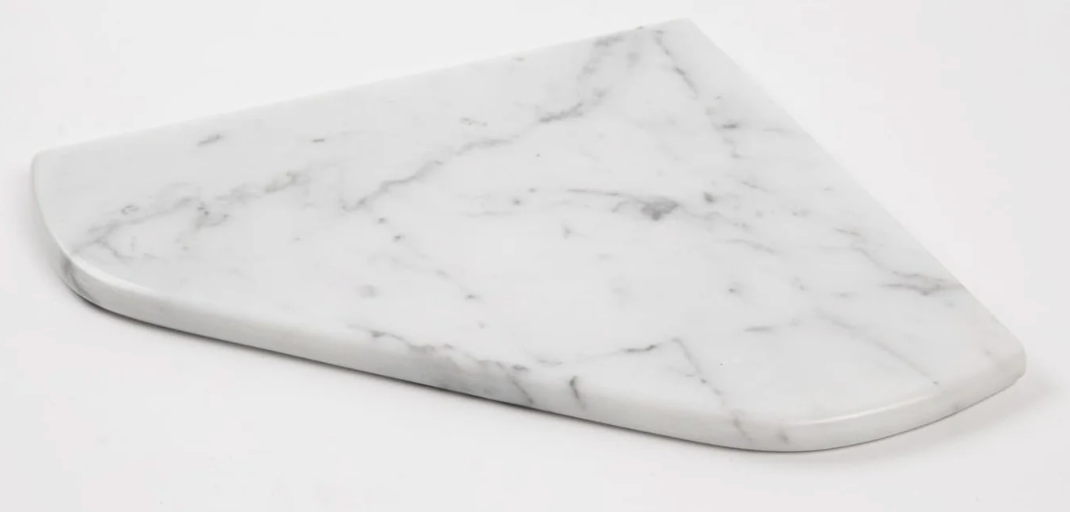 Natural Marble Corner Shower Shelf, Carrara Marble Corner Shelf, 9'' Polished Round Edge Shelves for Bathroom Wall Pack of 1(9" X 9" X 5/8" Carrara White)