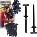 2 x 50pcs Black Nylon Cable Tie Buckle  Self-Locking Fasteners with Pin & Button, UV Resistant for Car Daily Fixing & Plastic Tie Applications (50)