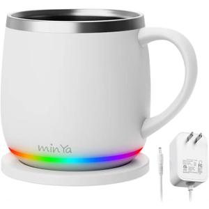 Smart Mug with LED Temperature Display  Coffee Warmer for Office & Home, Perfect Gift for Coffee Lovers,white