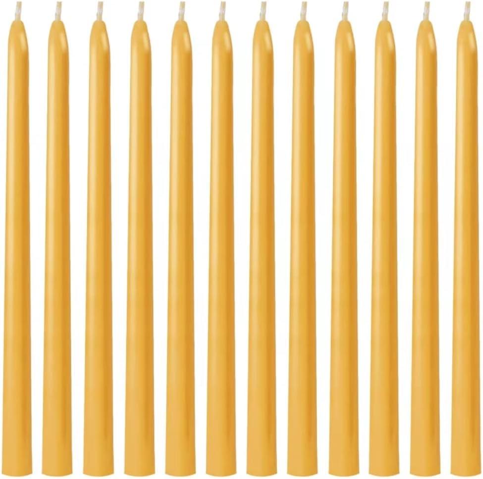 12 Pack Taper Beeswax Candles 12 Inch - Handcrafted, Dripless, and 10 Hours Long Burning Beeswax Candles for Elegant Dining, Relaxing, and Celebrating - Set The Mood with Natural Beeswax Candles