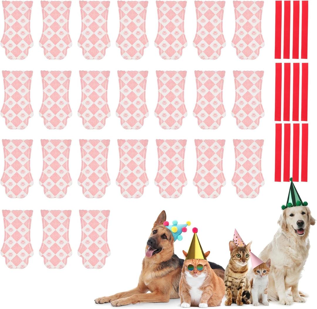 Dog Disposable Foot Covers, Waterproof Paw Protectors, Non-Slip Dog Shoes for Indoor and Outdoor, Small, 6 Set 24 Pcs