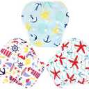 Langsprit 3 Pack Swim Diaper for Baby & Toddle, Reuseable Washable Diaper Swim for Swimming Lesson & Baby Shower Gifts (L, Sailing)